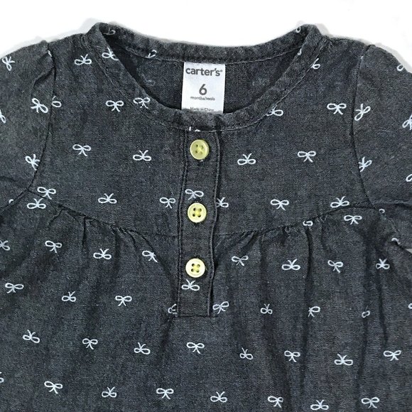Carter’s Baby Girl Blue Long Sleeve Dress - Size 6m - Picture 2 of 3